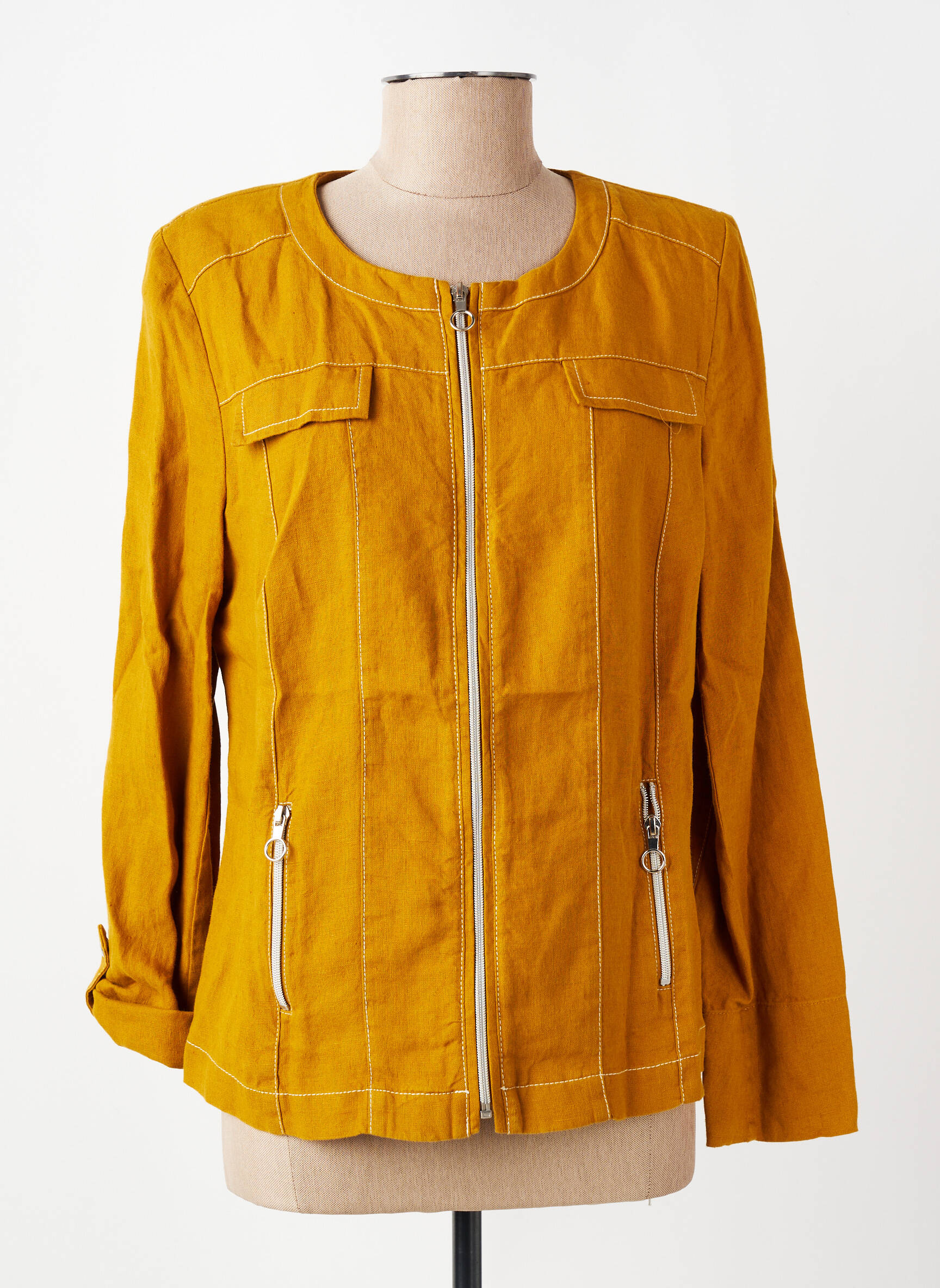 Veste casual col rond jaune CHRISTINE LAURE femme