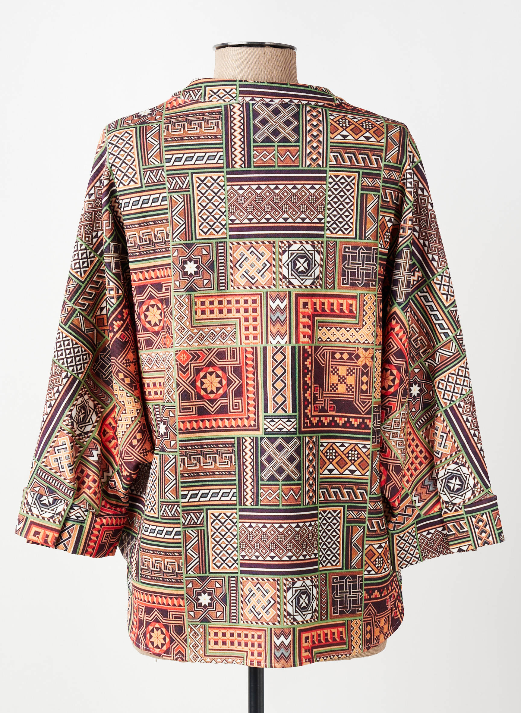 Blouse imprimé fantaisie manches 3/4 marron DANIELA COOL femme