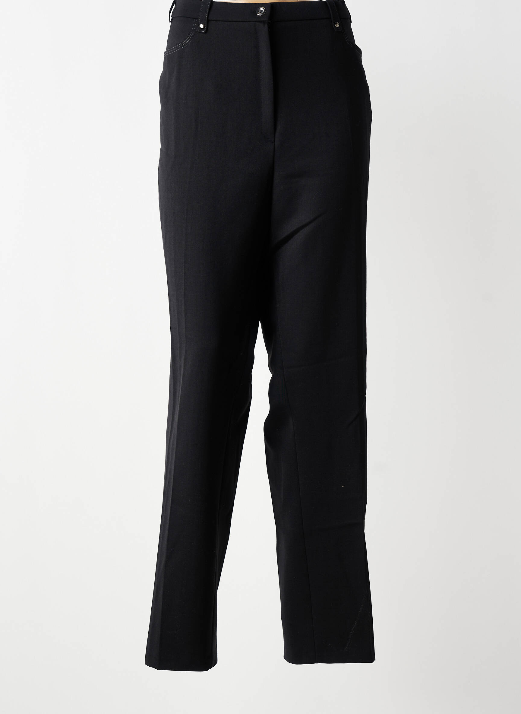 Pantalon droit tissage crêpe taille normale noir CHRISTINE LAURE femme