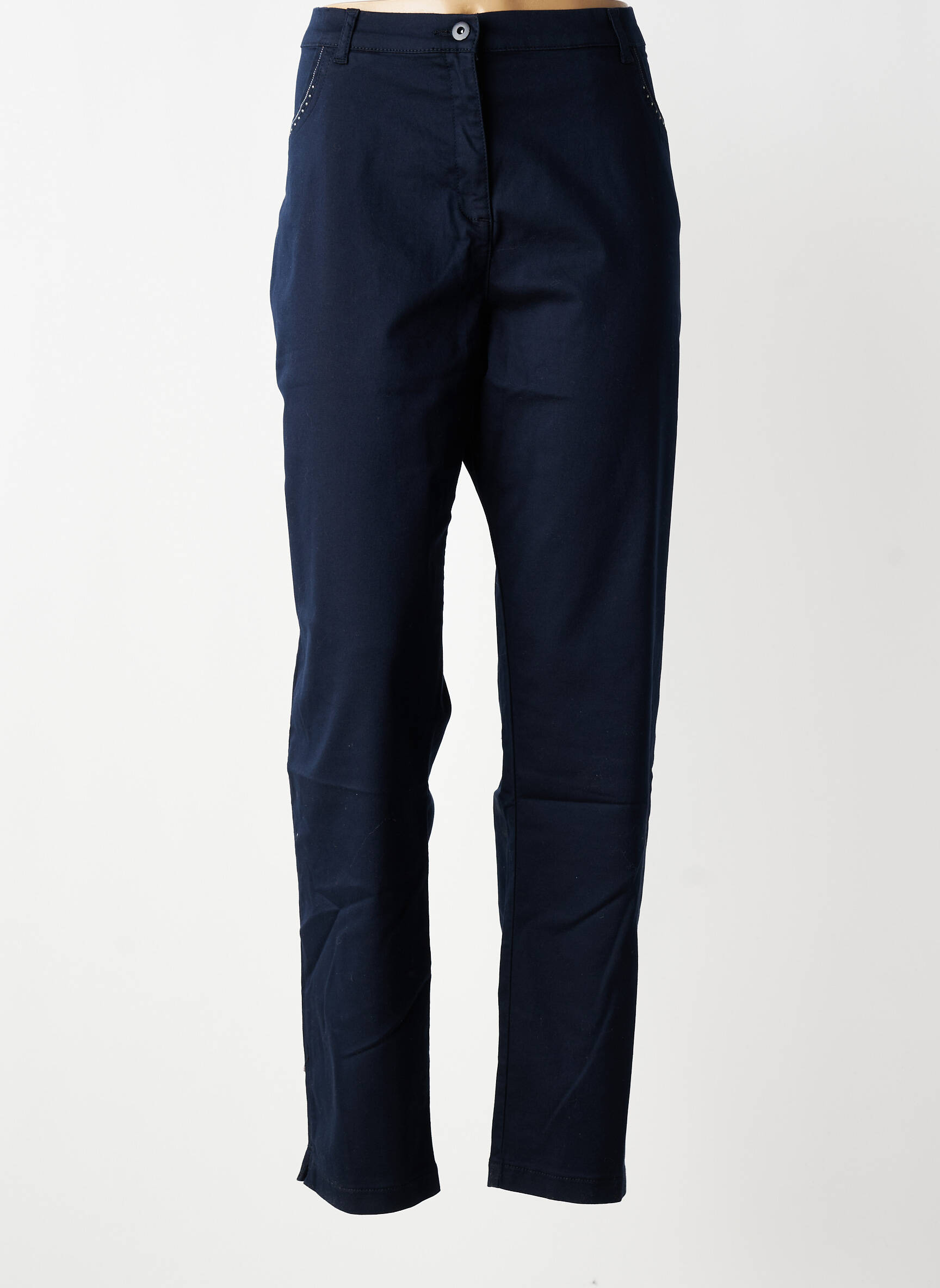 Pantalon slim taille élastique taille normale bleu CHRISTINE LAURE femme