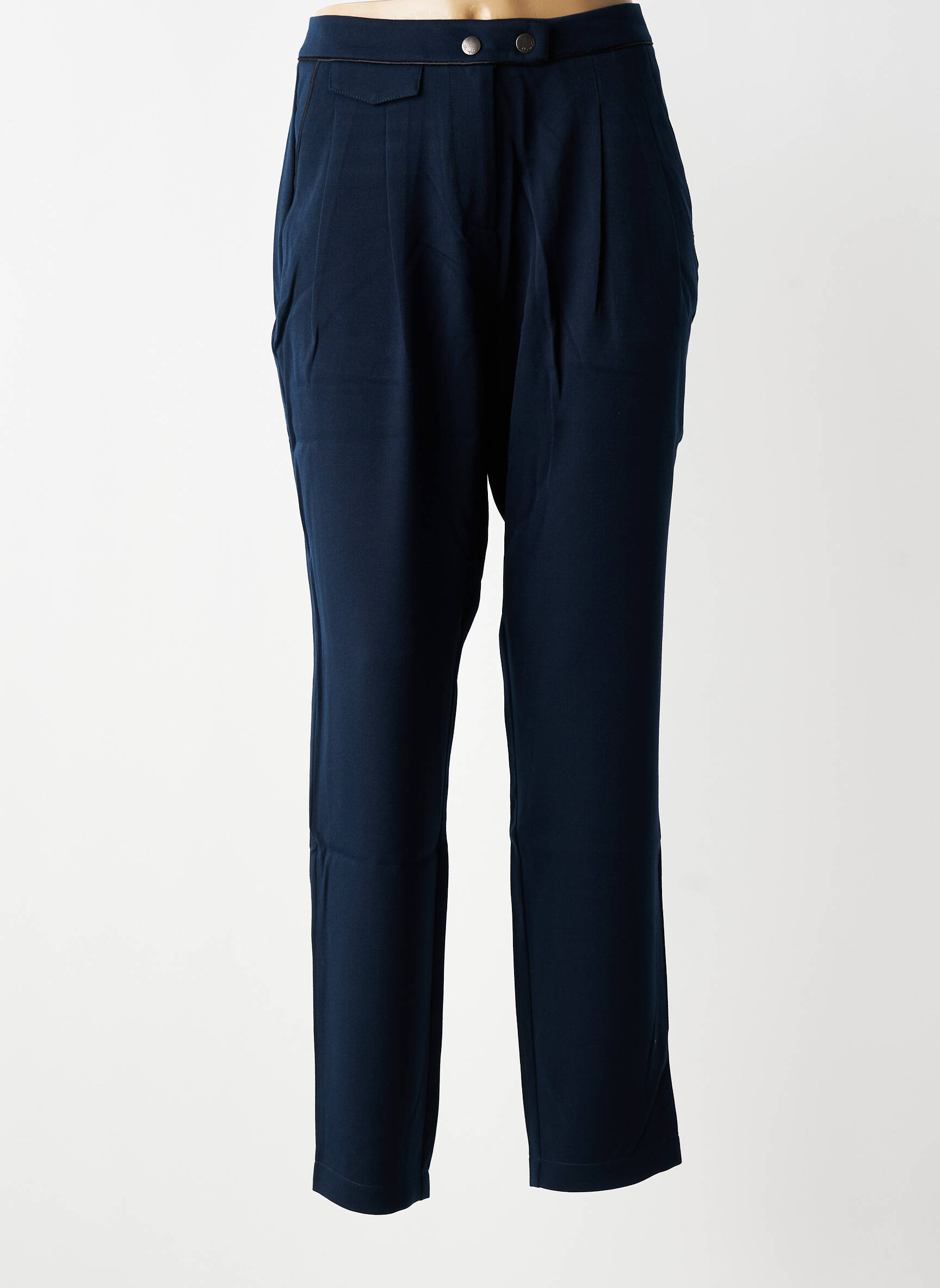 Pantalon chino tissage popeline taille haute bleu LOLA ESPELETA femme