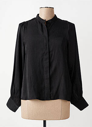 Chemisier col mao manches longues noir BROADWAY femme