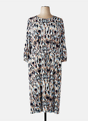 Robe mi-longue manches 3/4 manches 3/4 bleu SIGNATURE femme