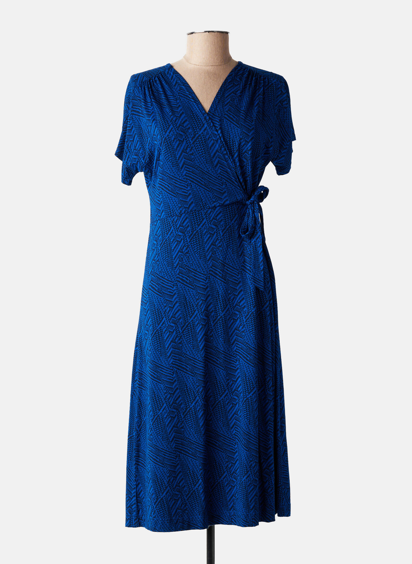 Robe mi-longue imprimé fantaisie manches courtes bleu MASAI femme