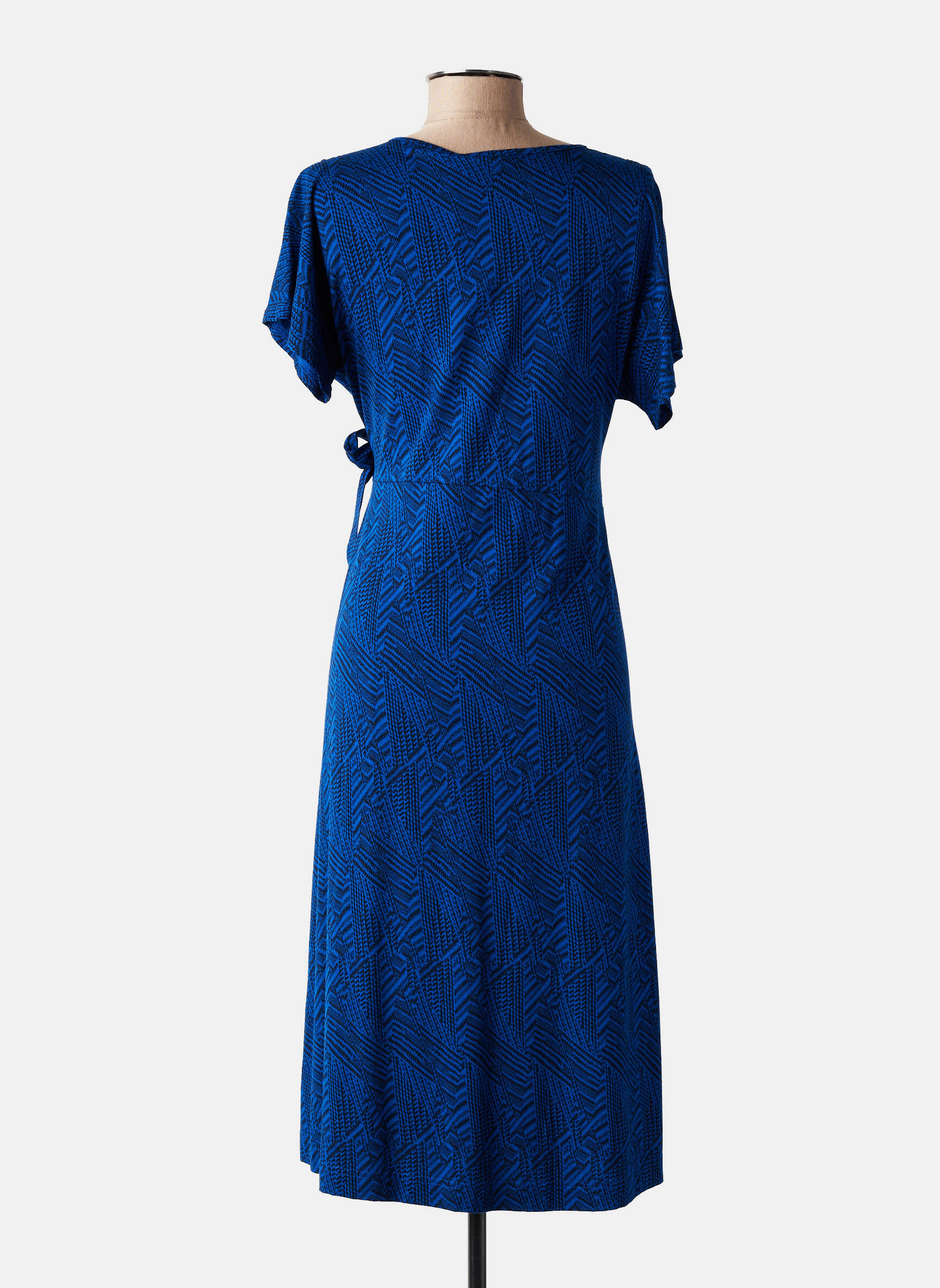 Robe mi-longue imprimé fantaisie manches courtes bleu MASAI femme