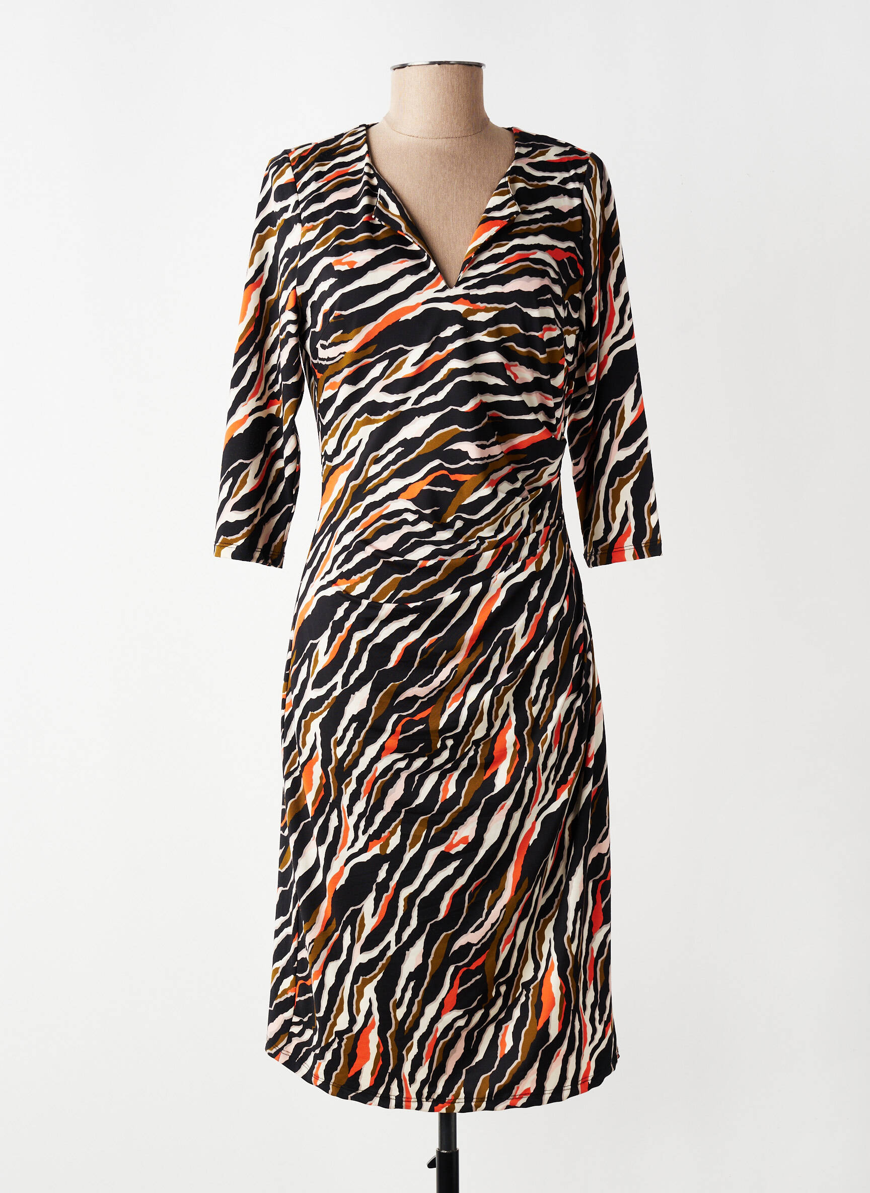 Robe mi-longue manches 3/4 manches 3/4 noir K-DESIGN femme