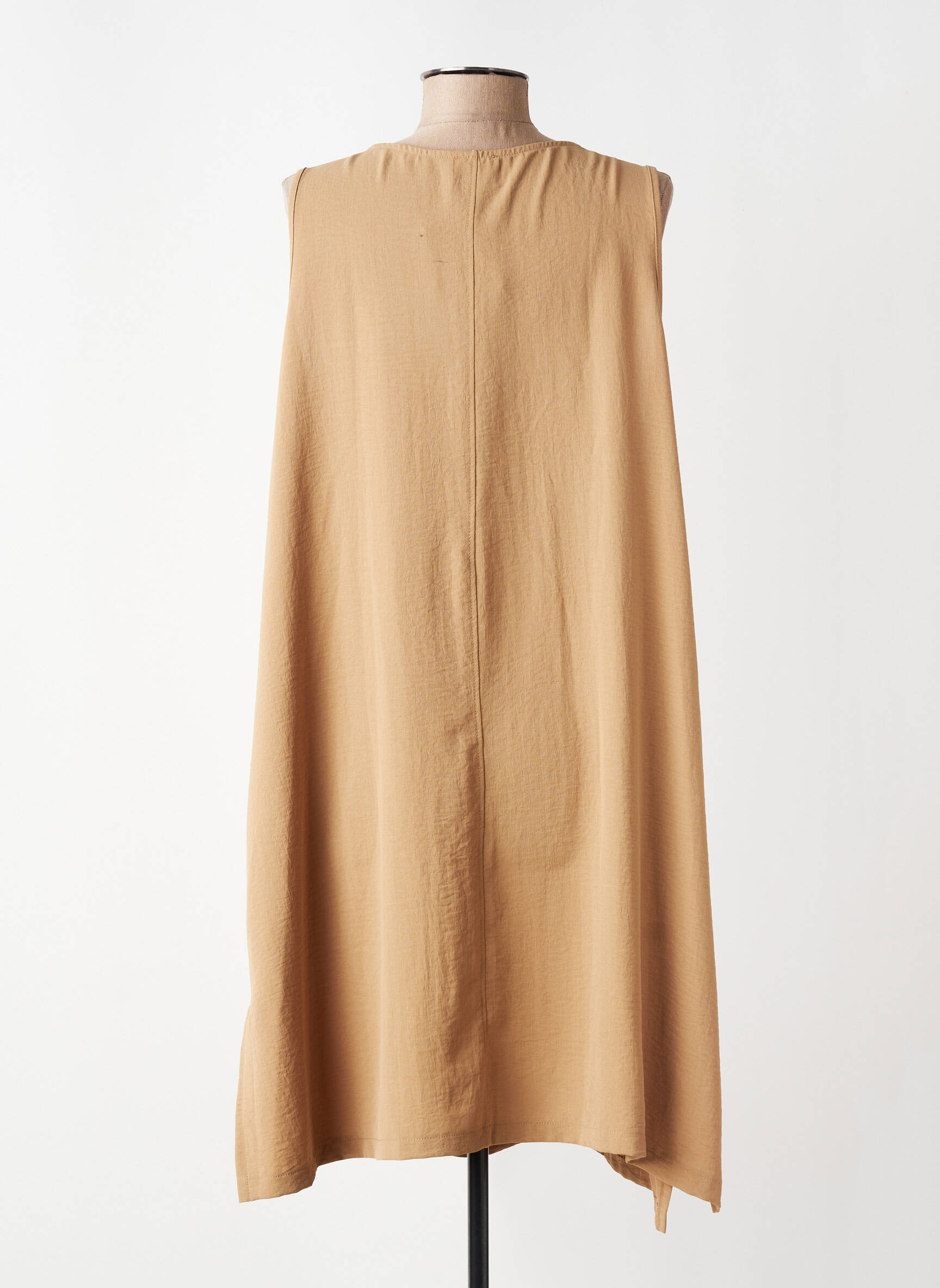 Robe mi-longue coupe fluide sans manche beige G!OZE femme