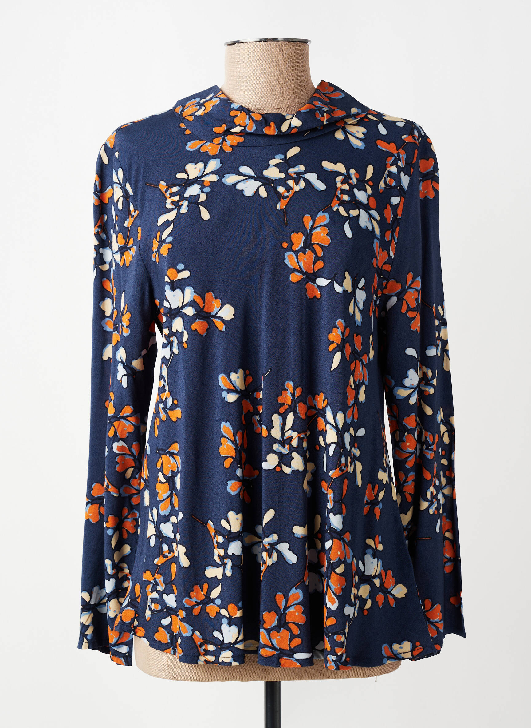 Blouse tissage popeline manches longues bleu MASAI femme