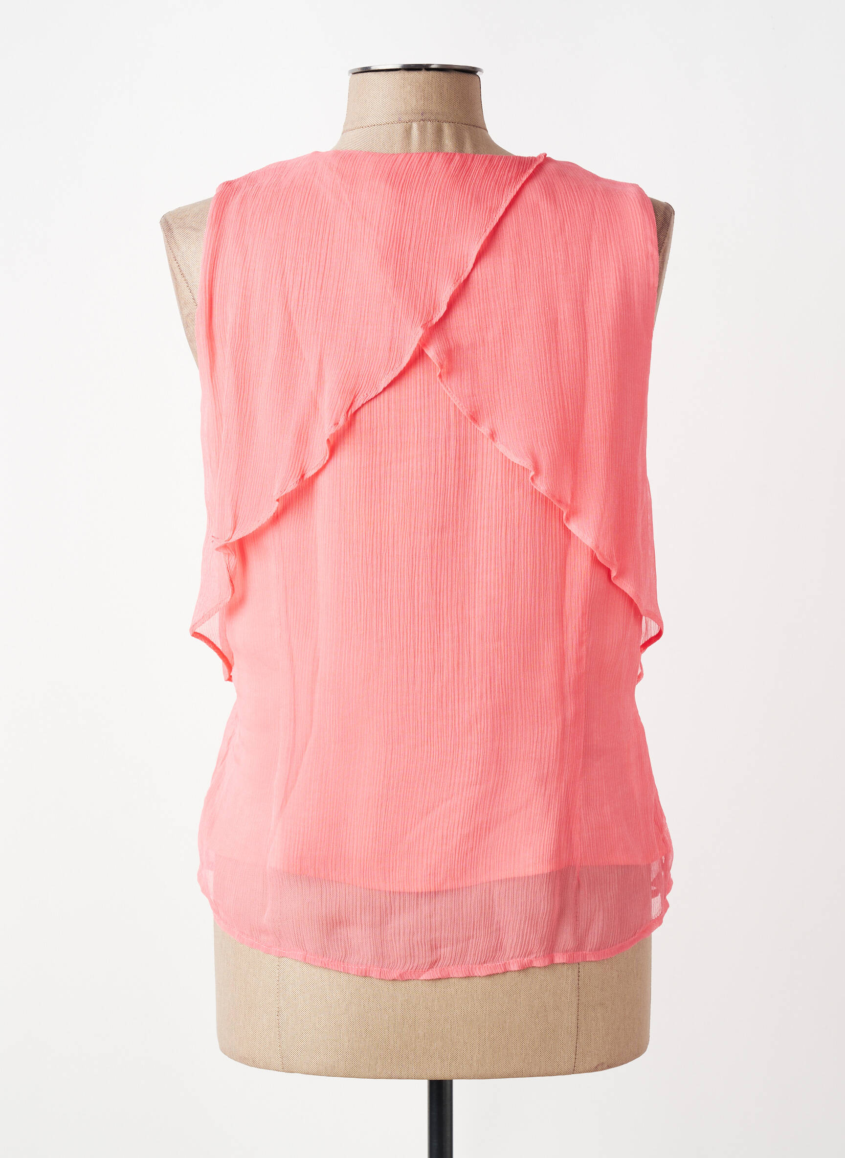 Top tissage crêpe sans manche rose MD'M femme