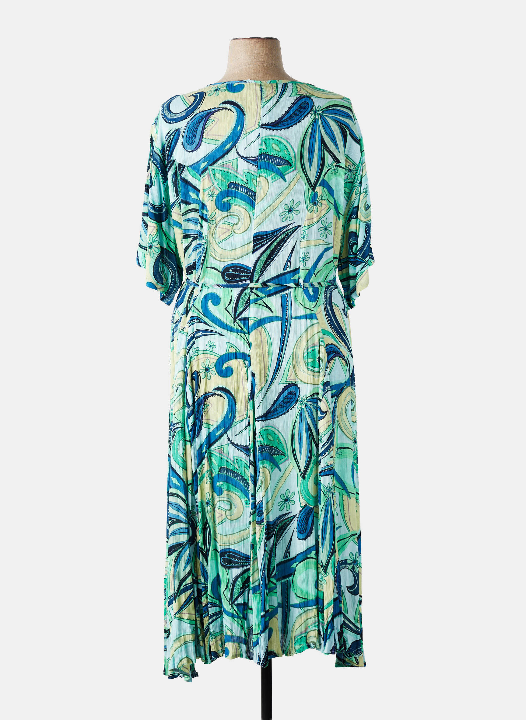 Robe longue imprimé fleurs manches courtes vert ORIENTIQUE NATURALLY femme