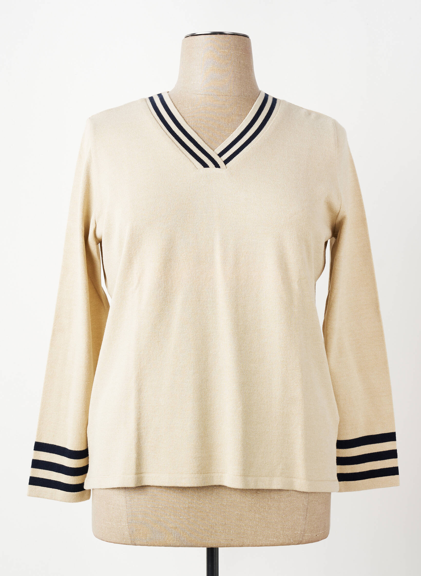 Pull coupe cintrée manches longues beige TELMAIL femme