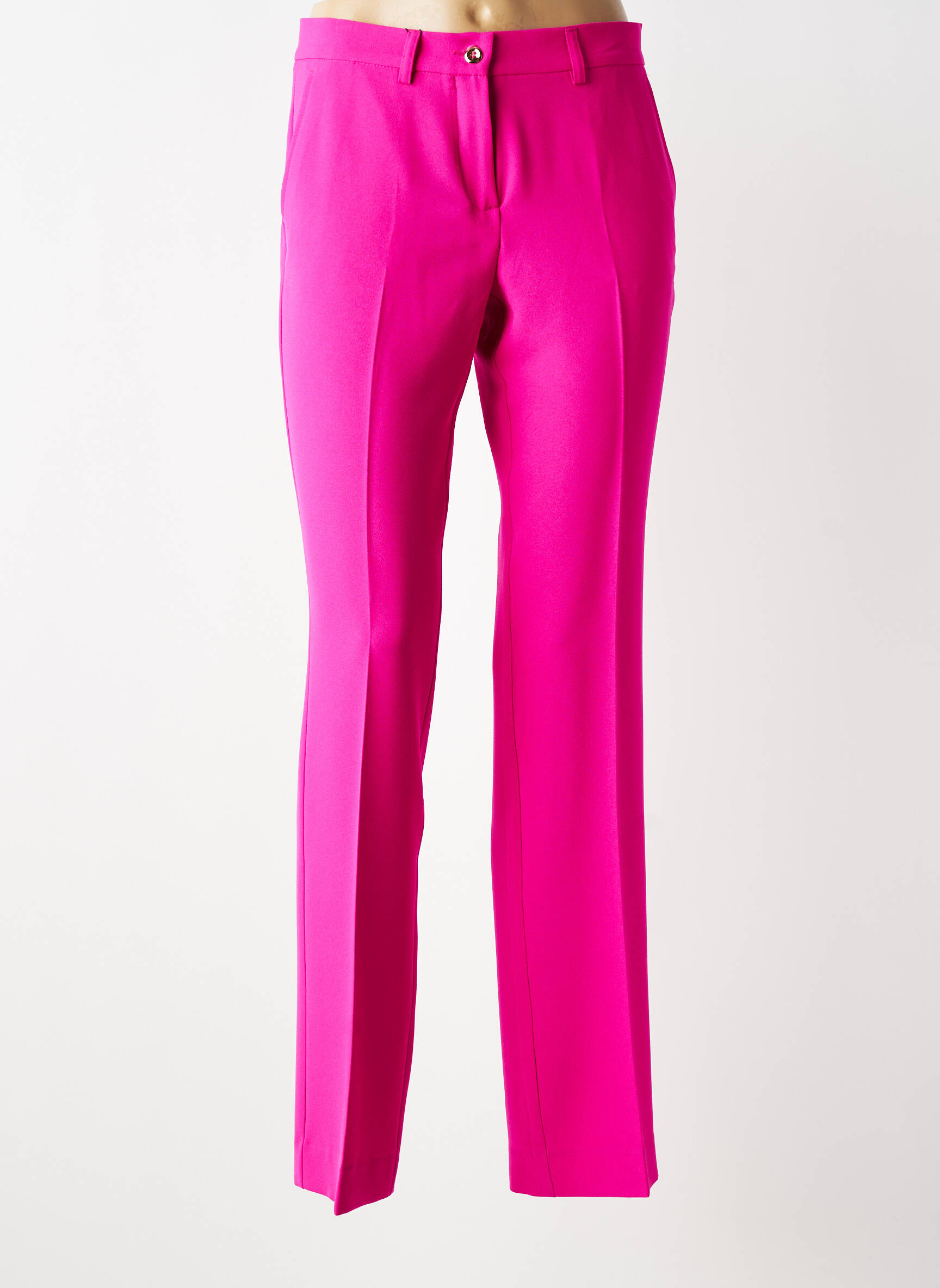 Pantalon chino fermeture zippée sous rabat boutonné taille normale rose LCDN femme
