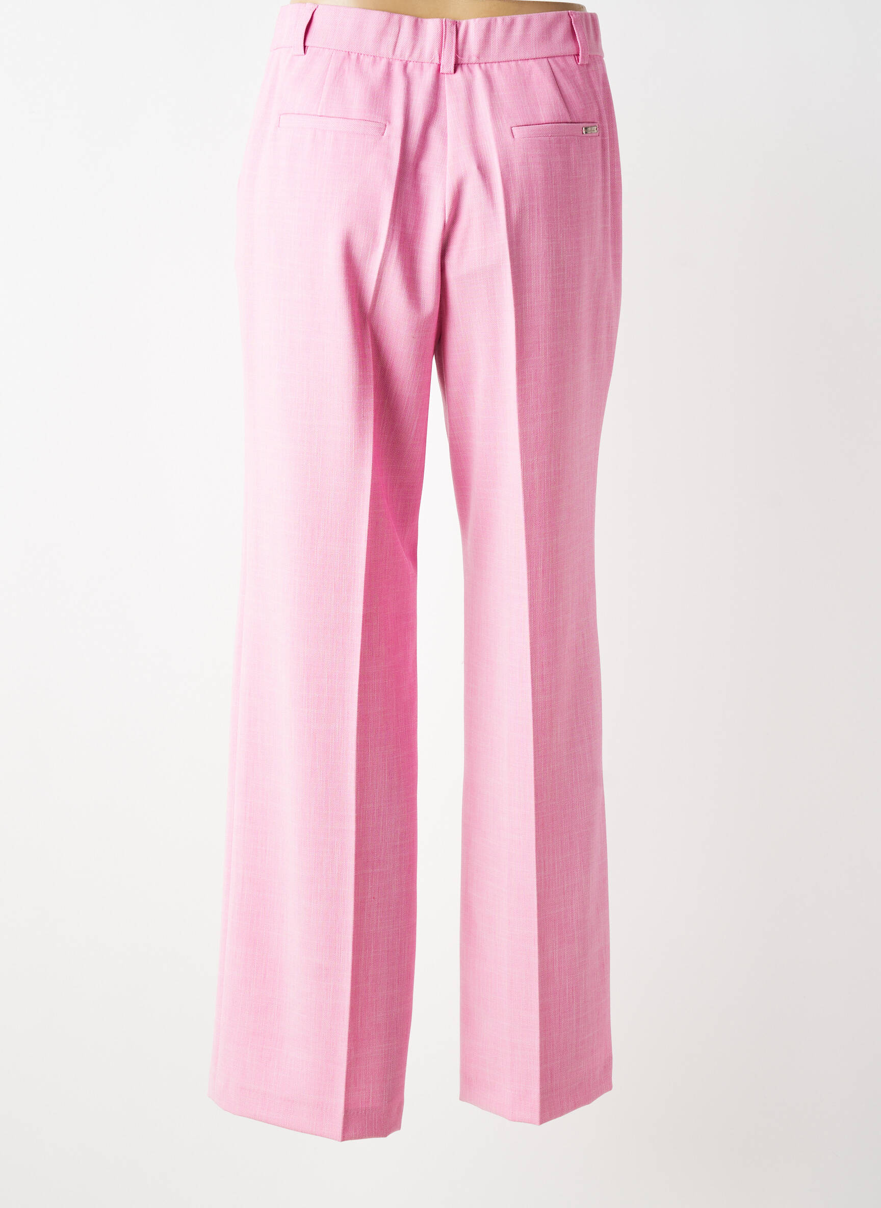 Pantalon droit taille à pinces taille haute rose BARILOCHE femme