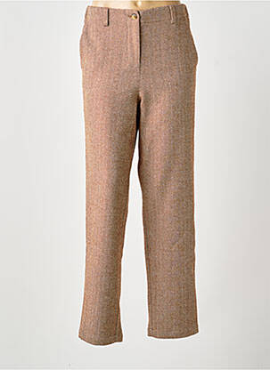 Pantalon droit fermeture zippée sous rabat boutonné taille normale marron BELLA JONES femme