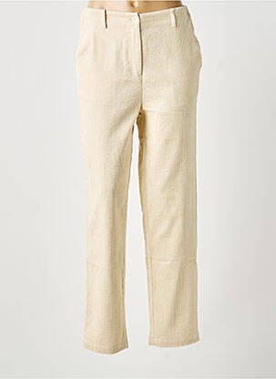 Pantalon droit fermeture zippée sous rabat boutonné taille normale beige BELLA JONES femme
