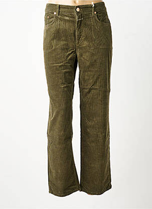 Pantalon droit fermeture zippée sous rabat boutonné taille normale vert CLOSED femme