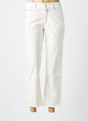 Pantalon droit fermeture zippée sous rabat boutonné taille normale beige CLOSED femme