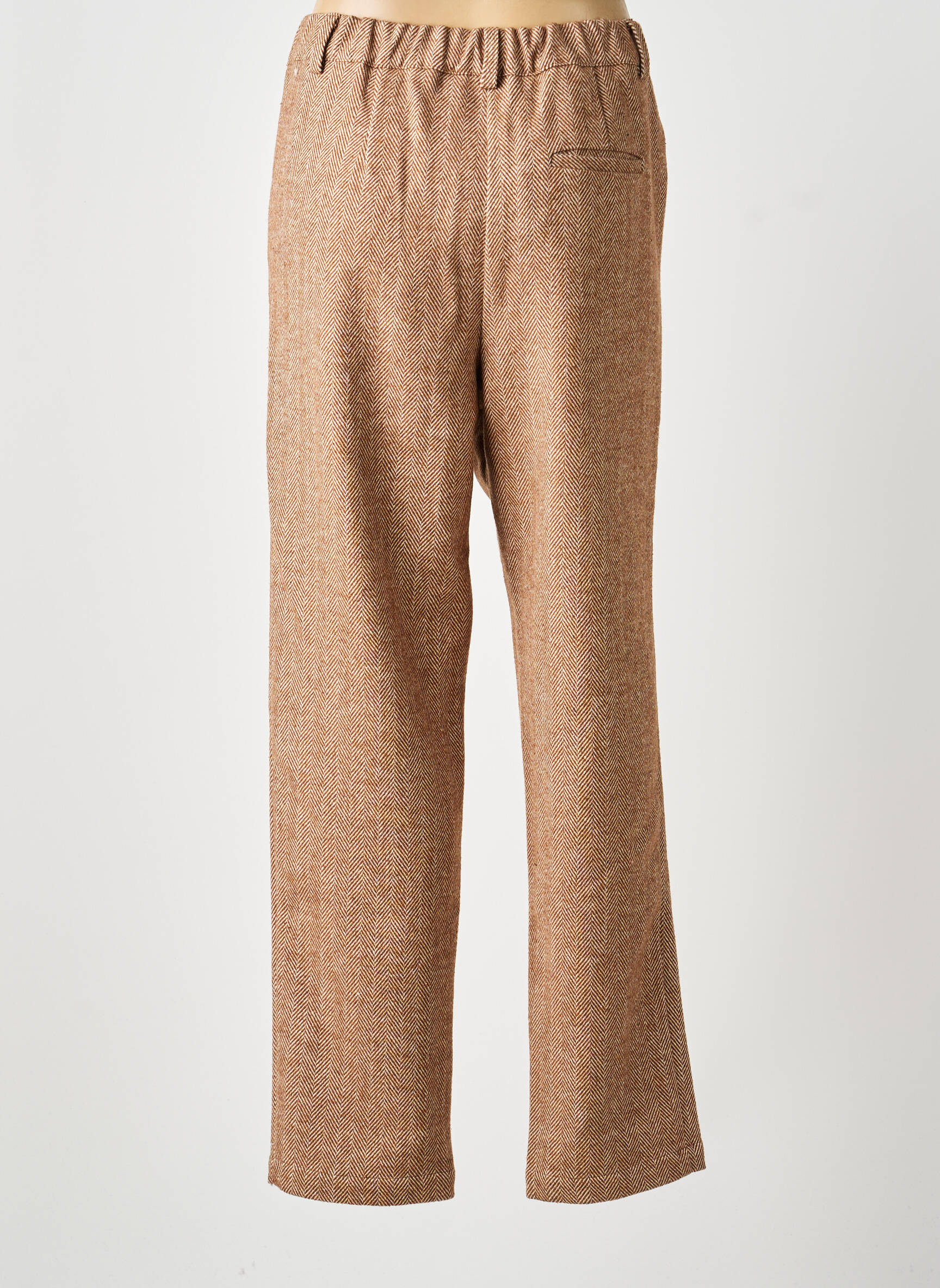 Pantalon droit fermeture zippée sous rabat boutonné taille normale marron BELLA JONES femme