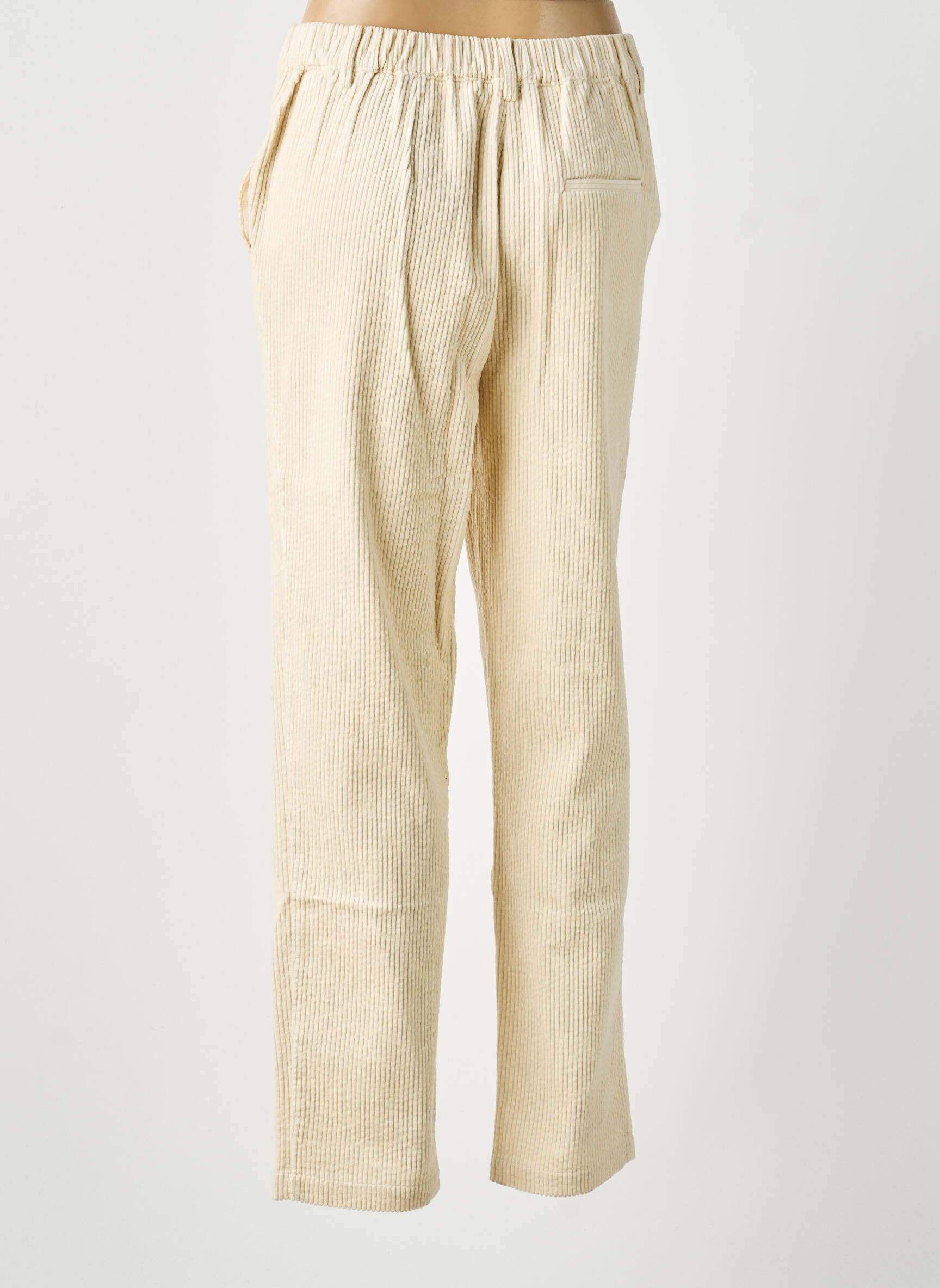 Pantalon droit fermeture zippée sous rabat boutonné taille normale beige BELLA JONES femme