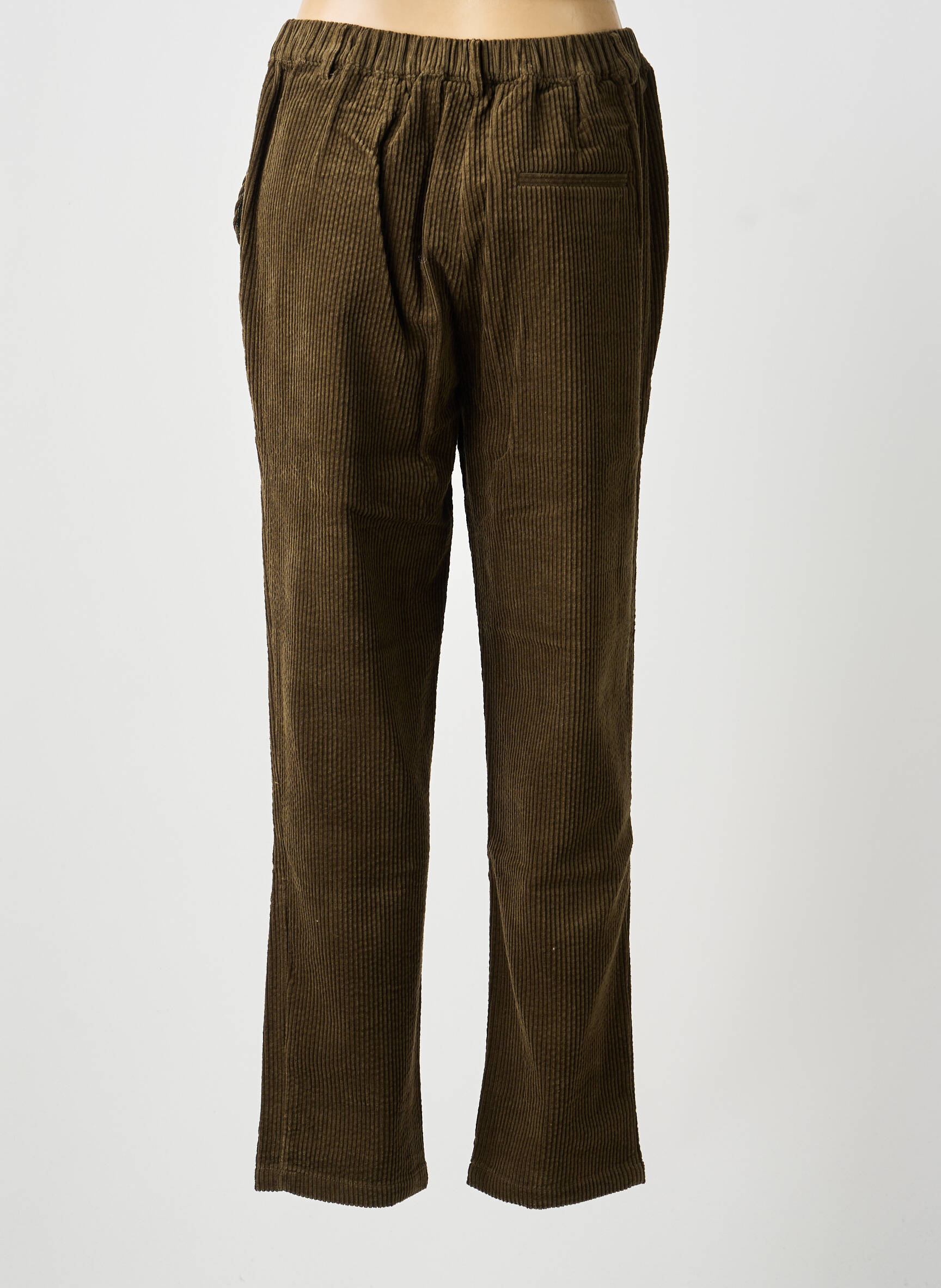 Pantalon droit fermeture zippée sous rabat boutonné taille normale vert BELLA JONES femme