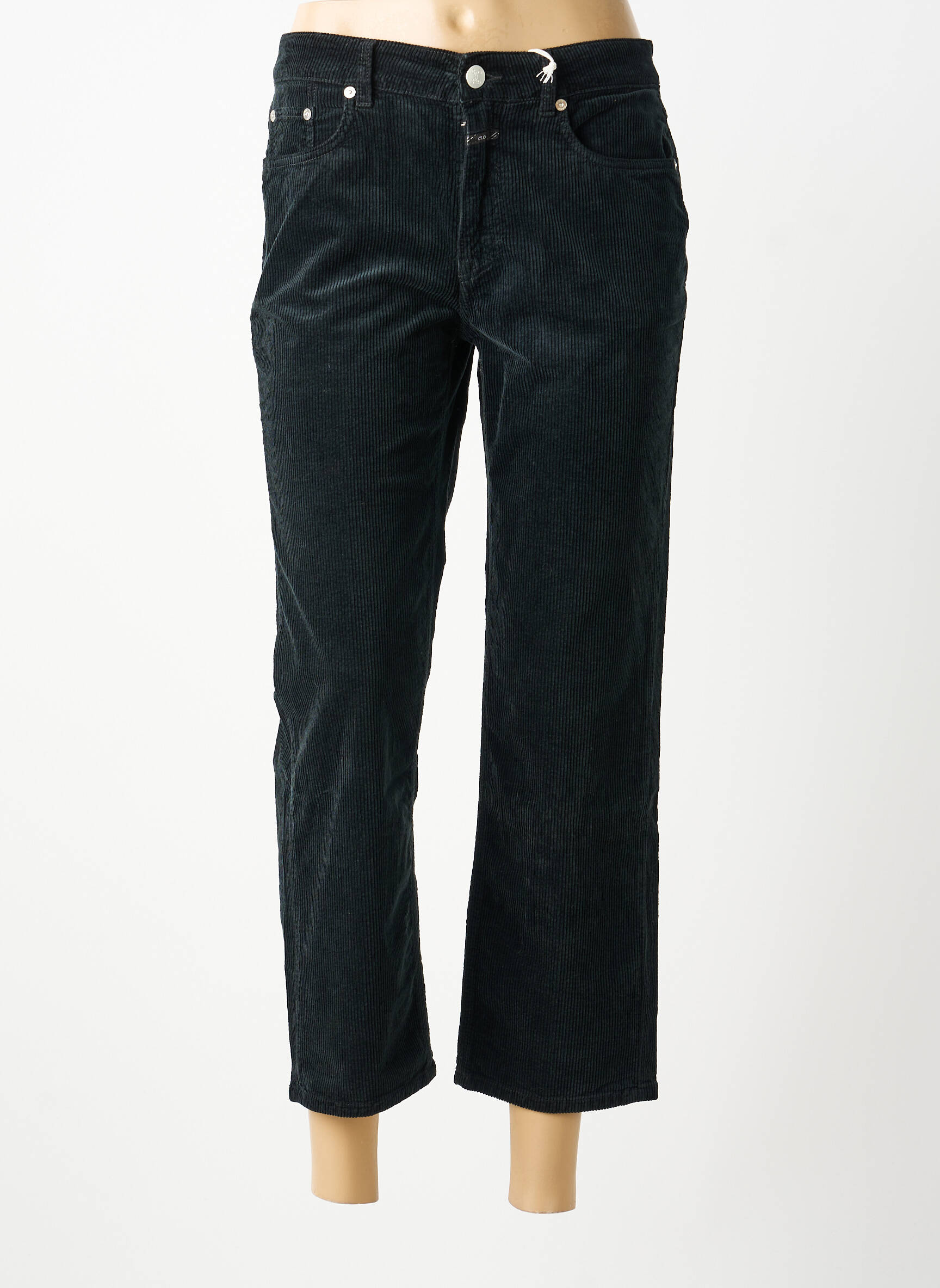 Pantalon droit fermeture zippée sous rabat boutonné taille normale noir CLOSED femme
