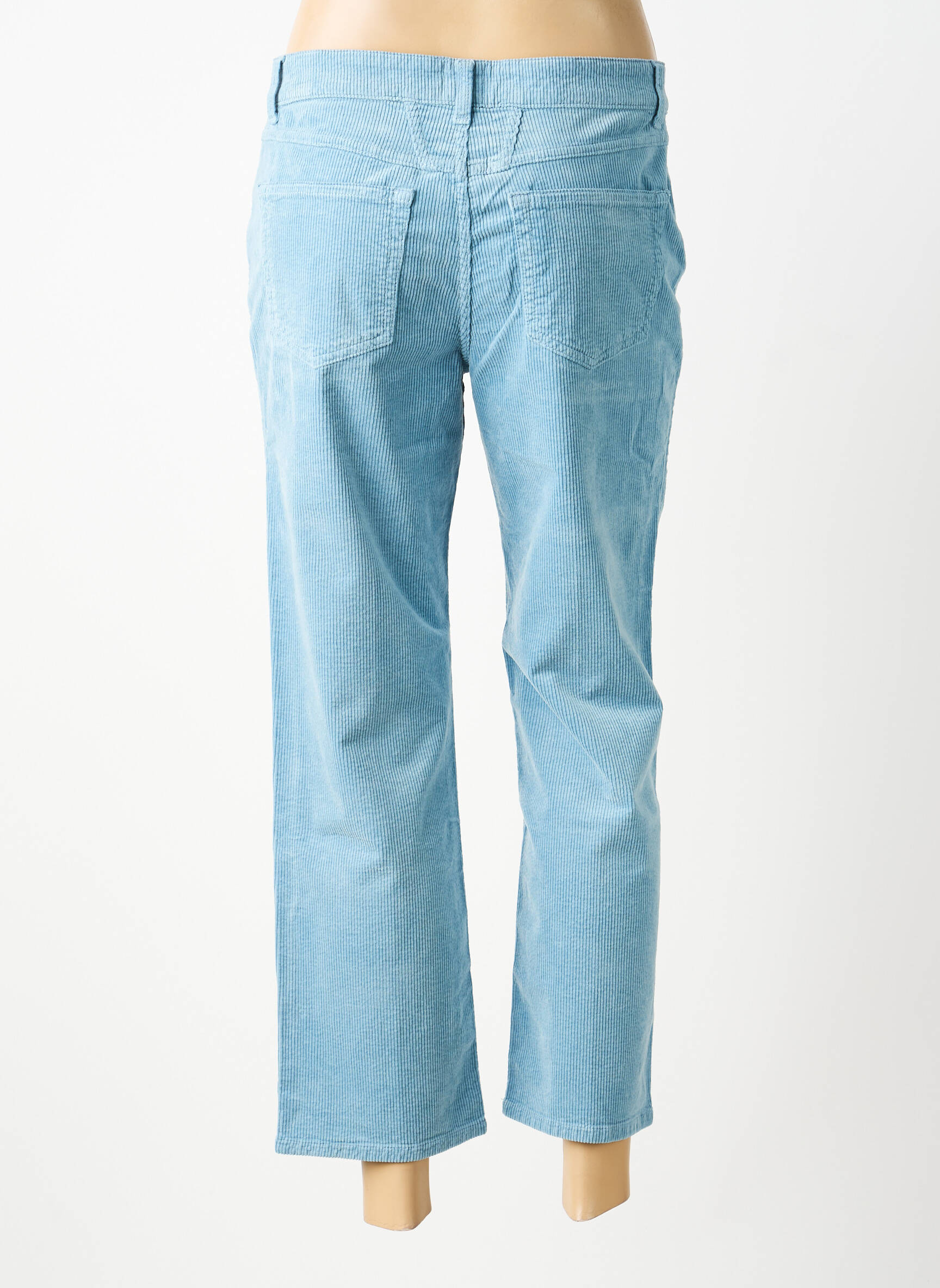 Pantalon droit fermeture zippée sous rabat boutonné taille normale bleu clair CLOSED femme