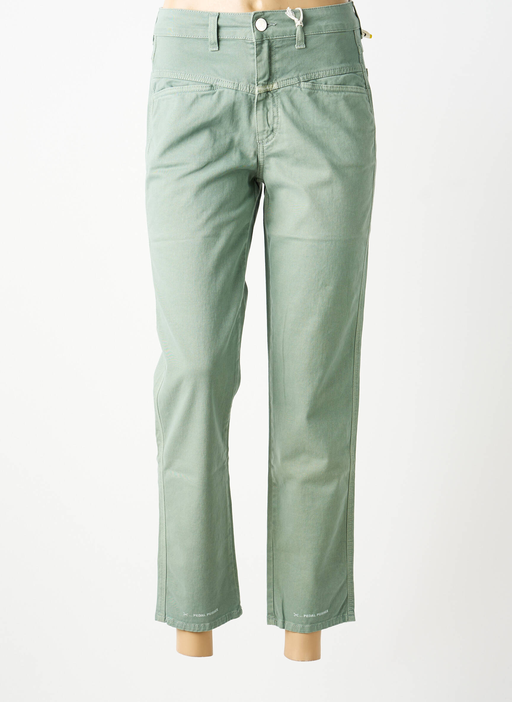 Pantalon droit stretch taille normale vert CLOSED femme