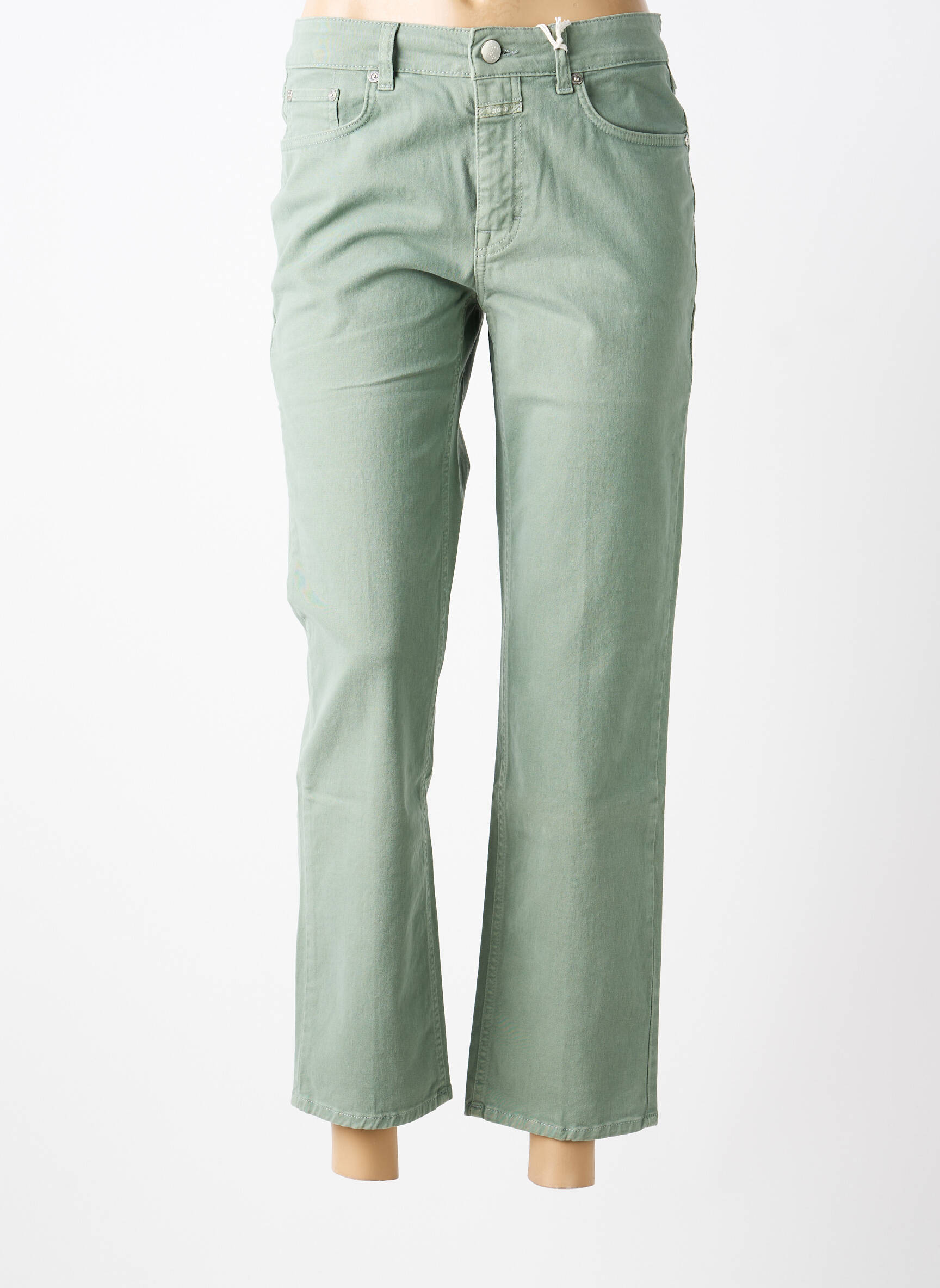 Pantalon droit stretch taille normale vert CLOSED femme