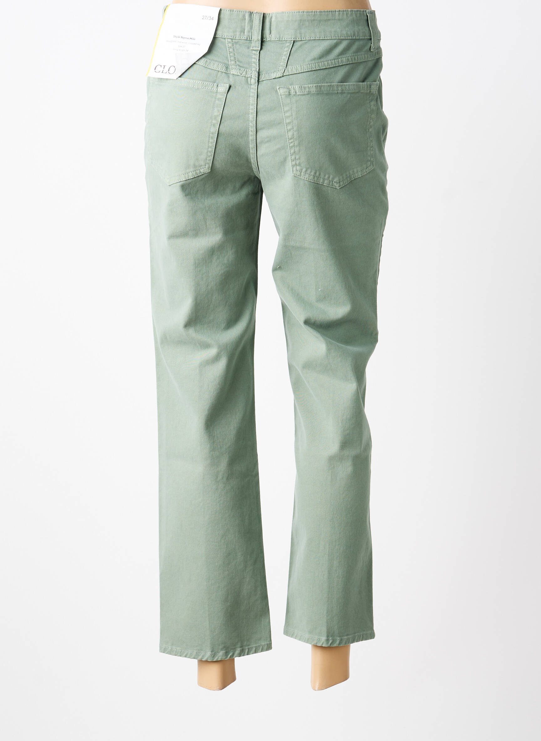Pantalon droit stretch taille normale vert CLOSED femme