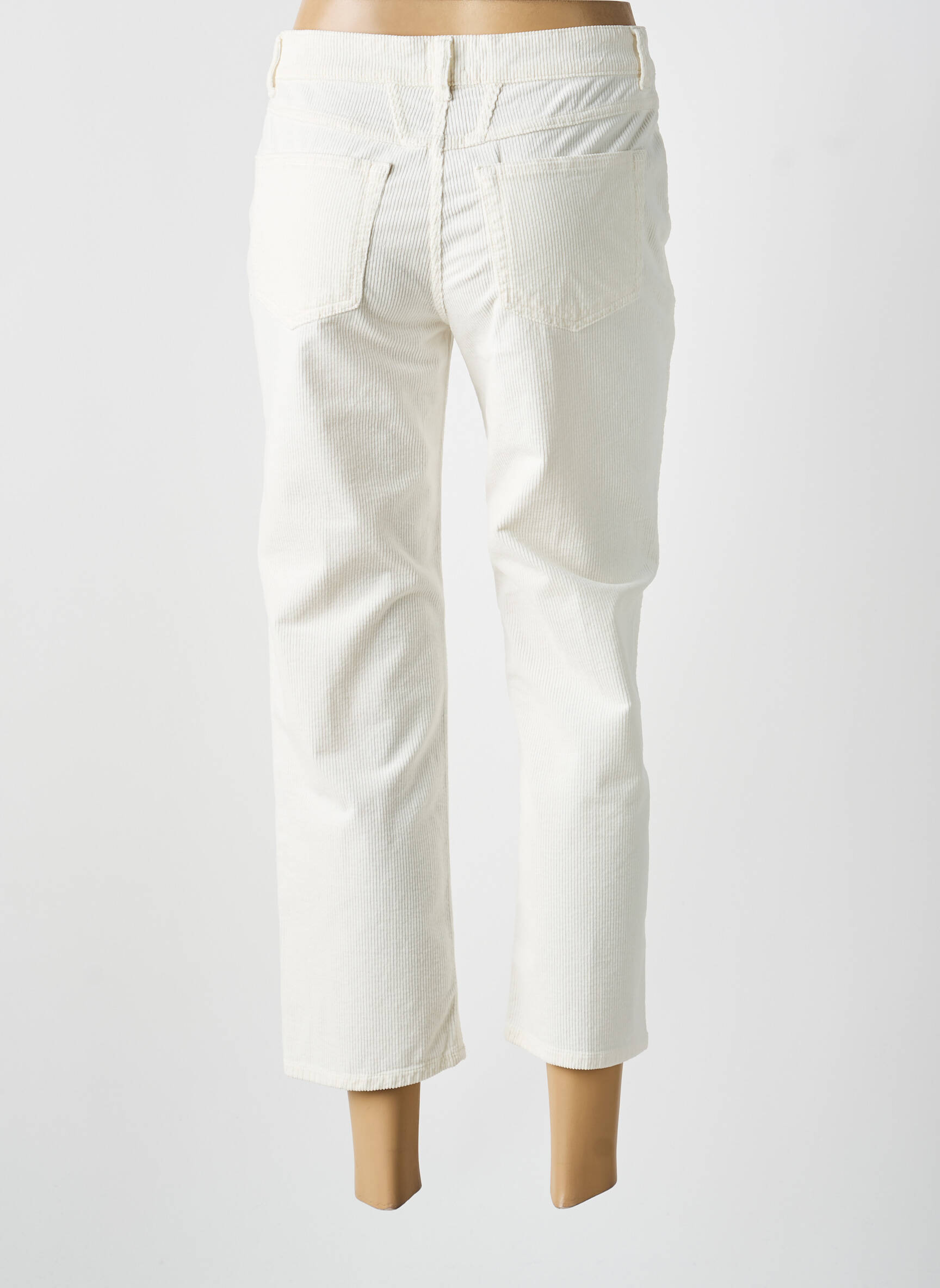 Pantalon droit fermeture zippée sous rabat boutonné taille normale beige CLOSED femme