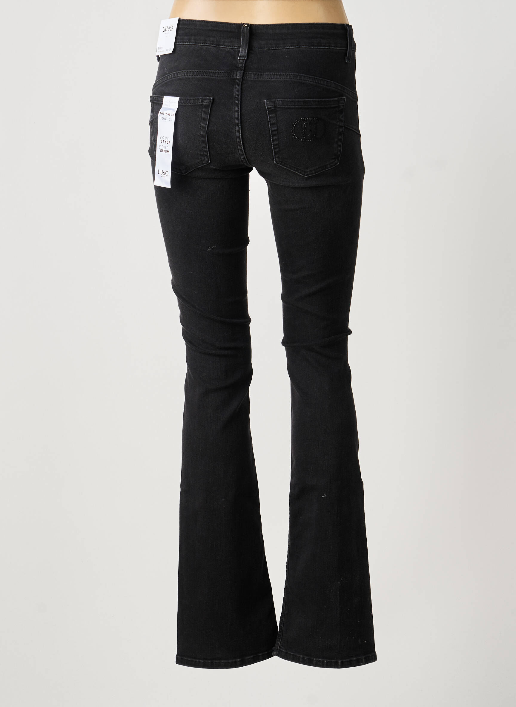 Jeans bootcut taille haute taille haute noir LIU JO femme