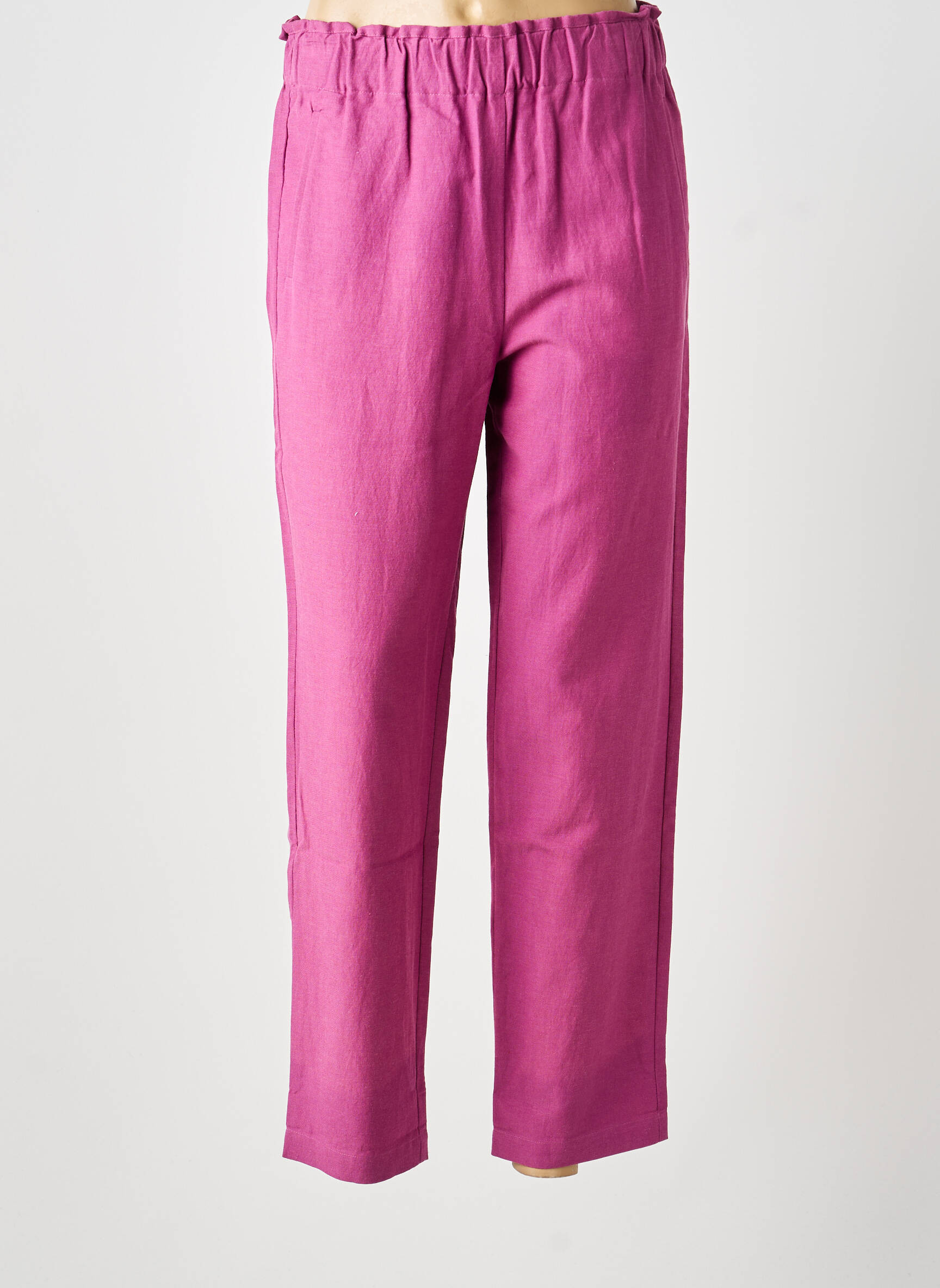 Pantalon droit tissage crêpe taille normale violet BELLA JONES femme