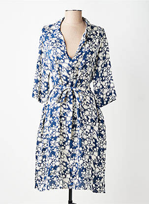 Robe mi-longue manches 3/4 manches 3/4 bleu BELLA JONES femme