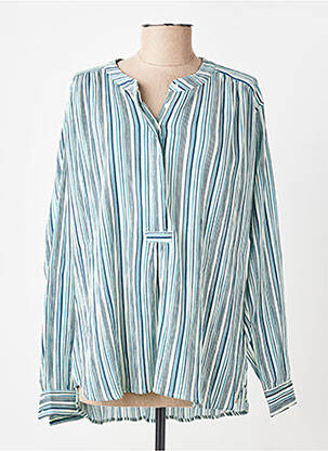 Blouse poignets boutonnés avec fente manches longues bleu BELLA JONES femme