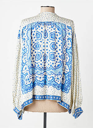 Blouse tissage popeline manches longues bleu BELLA JONES femme