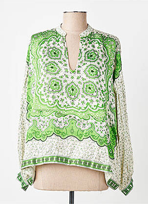 Blouse tissage popeline manches longues vert BELLA JONES femme