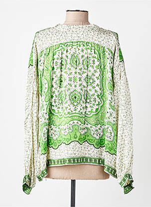 Blouse tissage popeline manches longues vert BELLA JONES femme