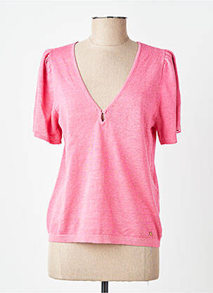 T-shirt col v manches courtes rose DES PETITS HAUTS femme