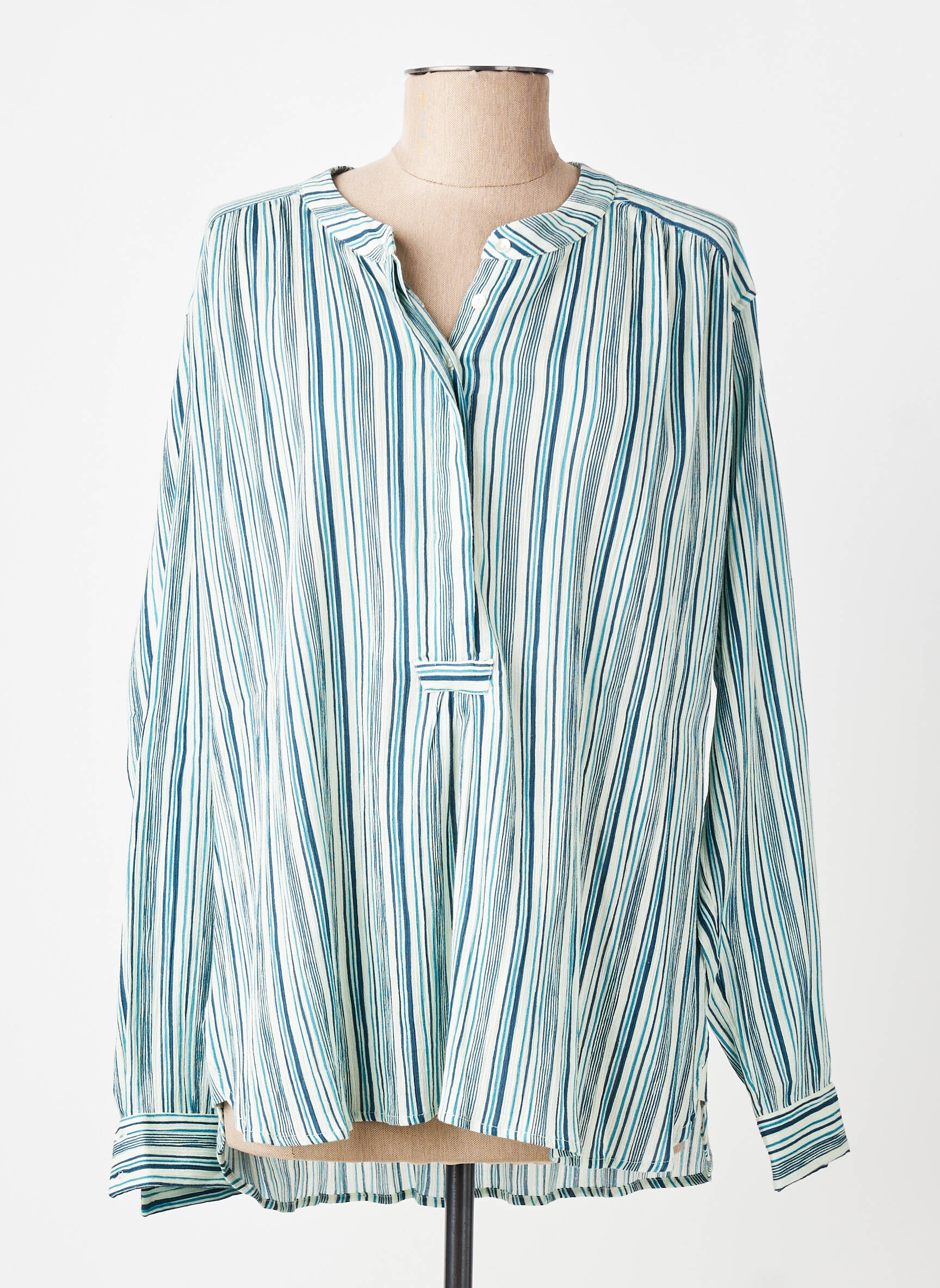 Blouse poignets boutonnés avec fente manches longues bleu BELLA JONES femme