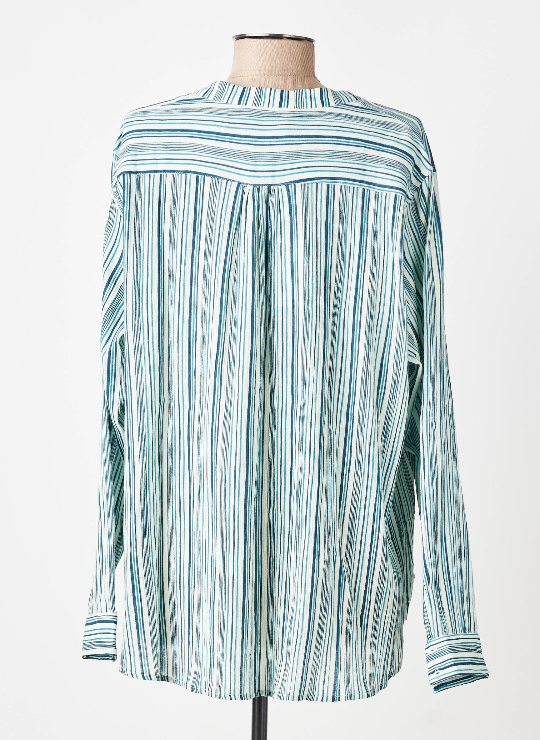 Blouse poignets boutonnés avec fente manches longues bleu BELLA JONES femme