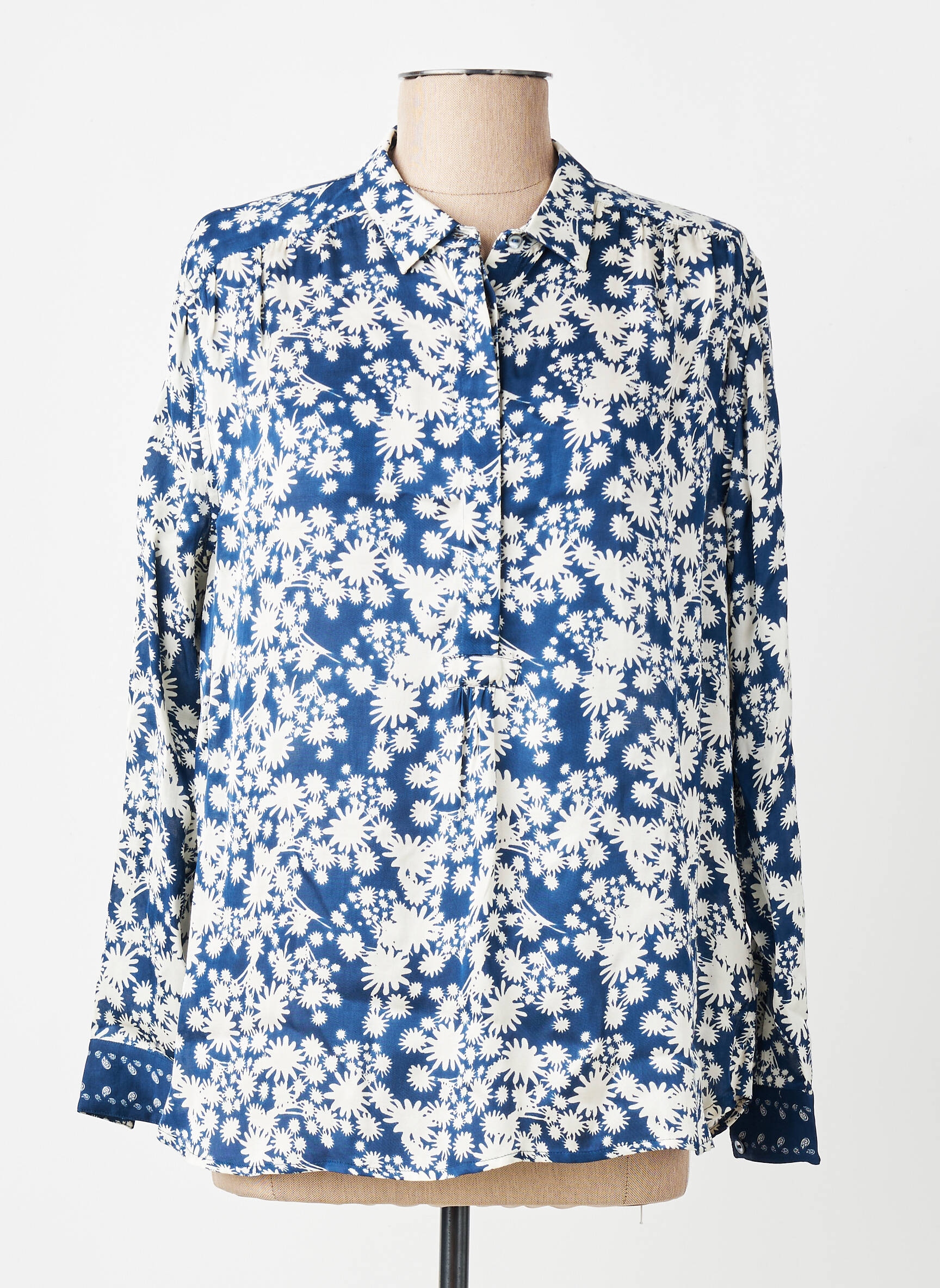 Chemisier imprimé fantaisie manches longues bleu BELLA JONES femme