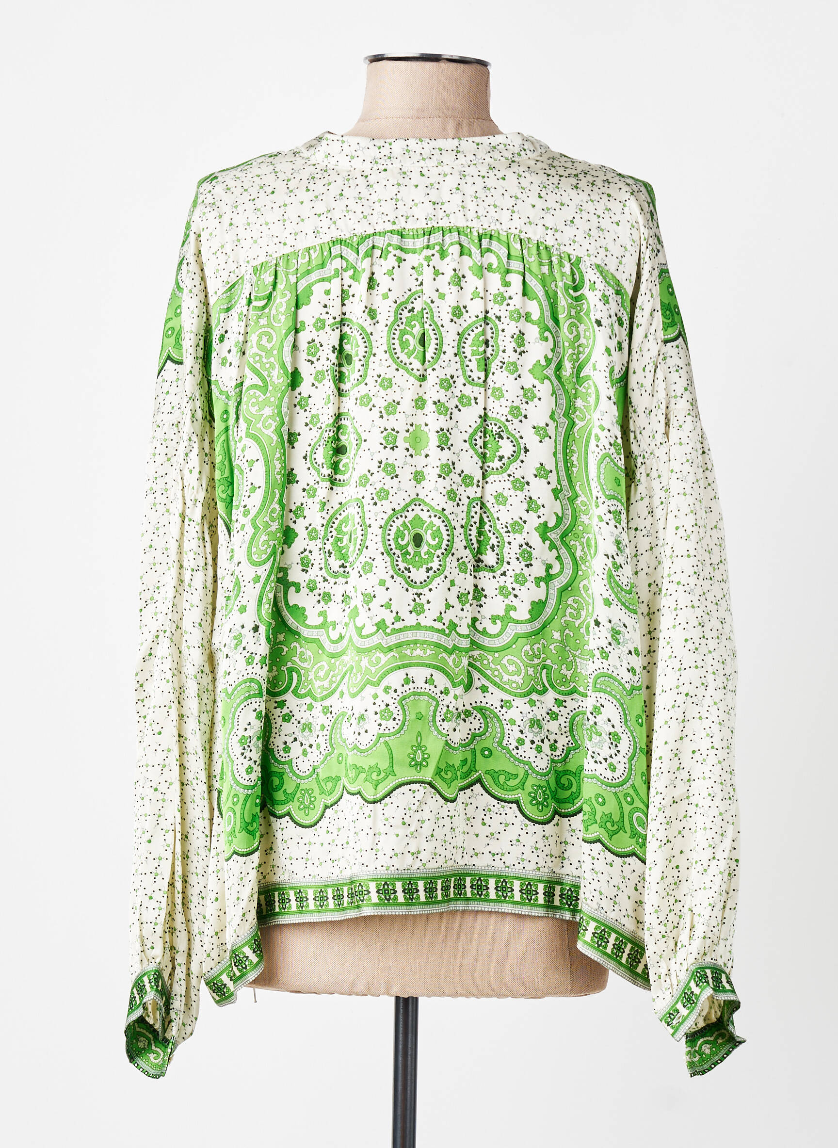 Blouse tissage popeline manches longues vert BELLA JONES femme
