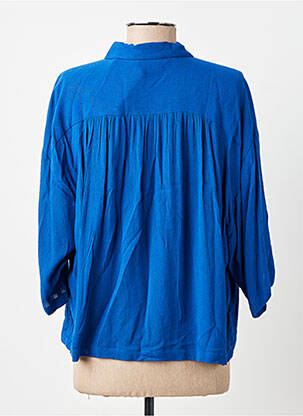 Chemisier tissage crêpe manches 3/4 bleu ICHI femme