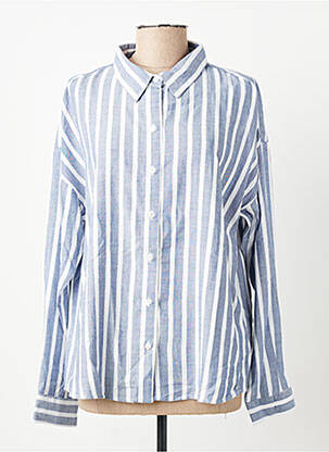 Chemisier tissage popeline manches longues bleu LA PETITE ETOILE femme