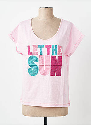 T-shirt coupe droite manches courtes rose MY HELLO JOY femme