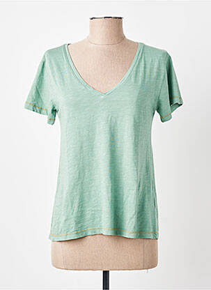 T-shirt col v manches courtes vert PAKO LITTO femme