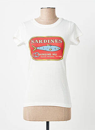 T-shirt imprimé fantaisie manches courtes beige THINKING MU femme