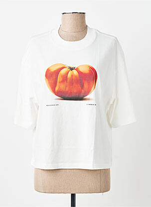 T-shirt sérigraphie manches courtes beige THINKING MU femme