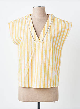 Top tissage crêpe manches courtes jaune VILA femme