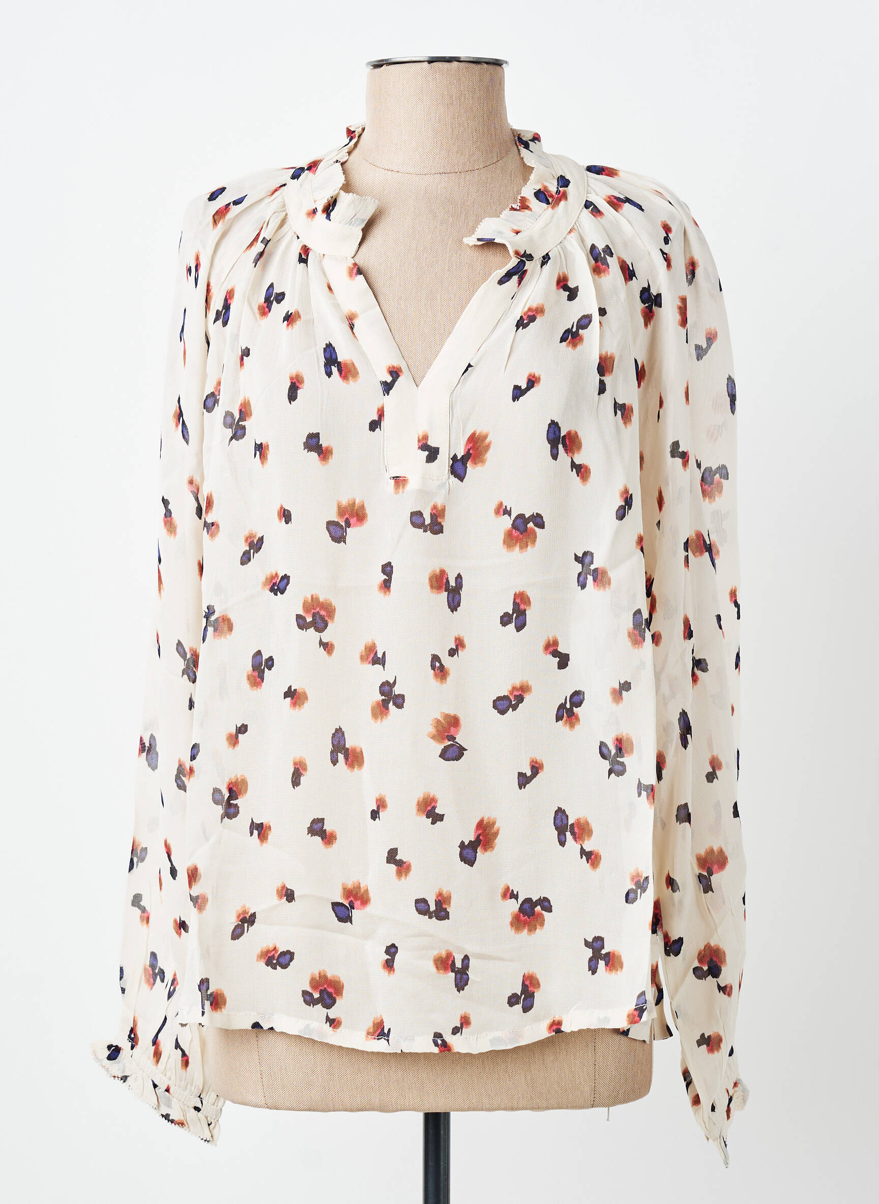Blouse légère et transparente manches longues beige PART TWO femme